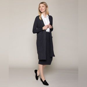 Black Goat Cashmere Long Open Cardigan
